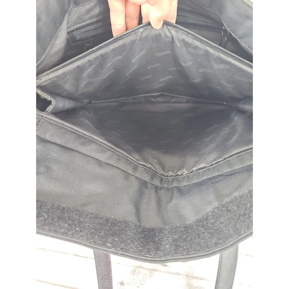 Coach New York‎ Mercer 5117 Black Twill & Leather Trim Padded Laptop Bag Tote